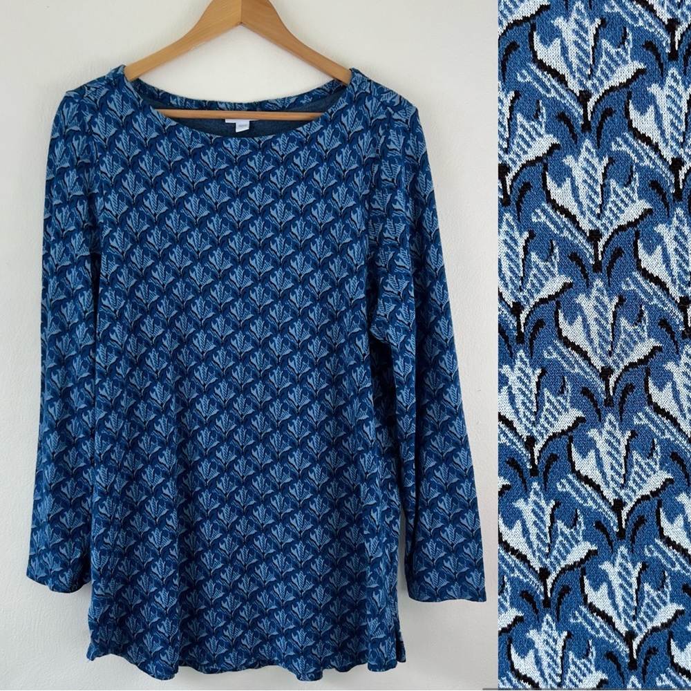 J. Jill Blue and White Patterned Tunic